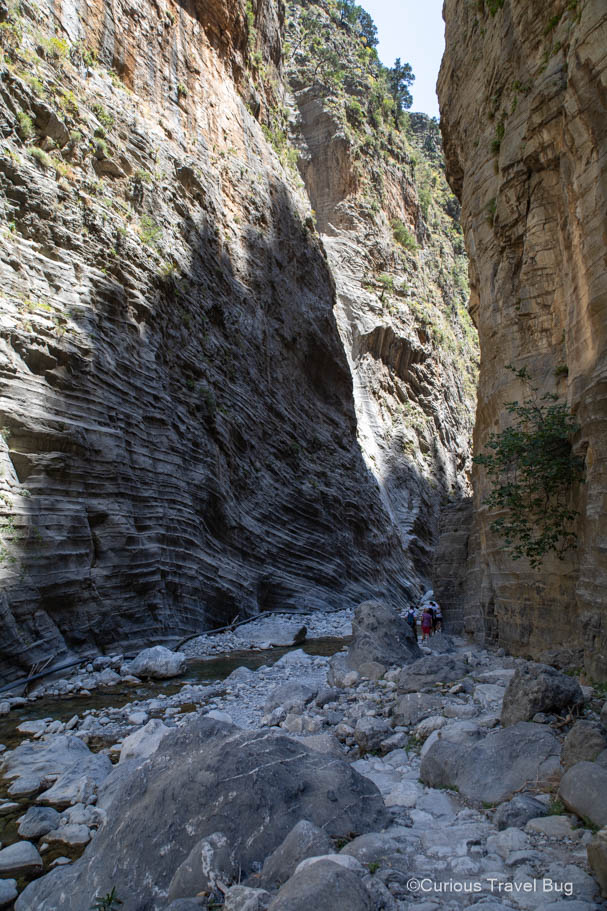 The cliffs get as close as 4m apart in Samaria Gorge, Crete