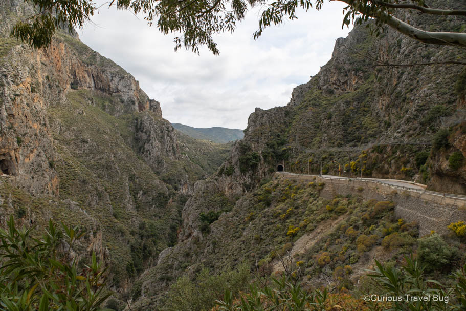 The road through the spectacular Topolia Gorge on the way to Elafonissi Beach in Western Crete