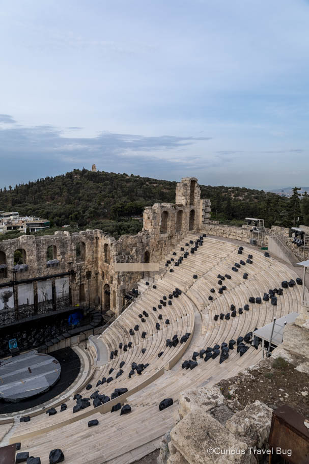 Theatre of Dionysis on the slopes of the Acropolis. This is an easy place to visit if you are going to the Acropolis as it is seen on the walk up and is a must visit if you are going to be spending time in Athens.