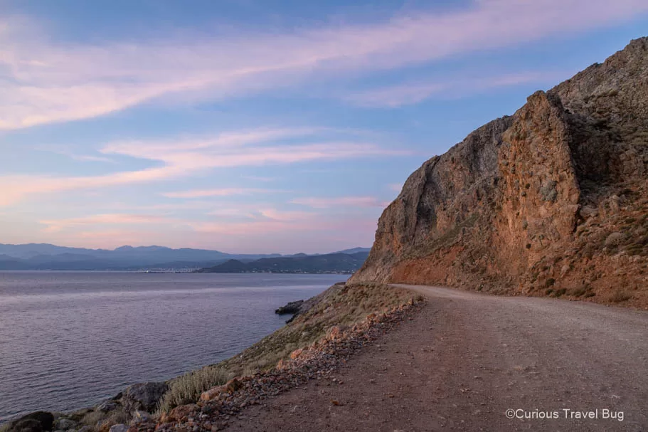 A dirt road on the cliffside of Kissamos Bay, this road takes you to the parking lot for visiting Balos Bay Lagoon