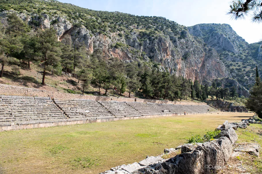Stadium of Delphi with Mountains in the background
