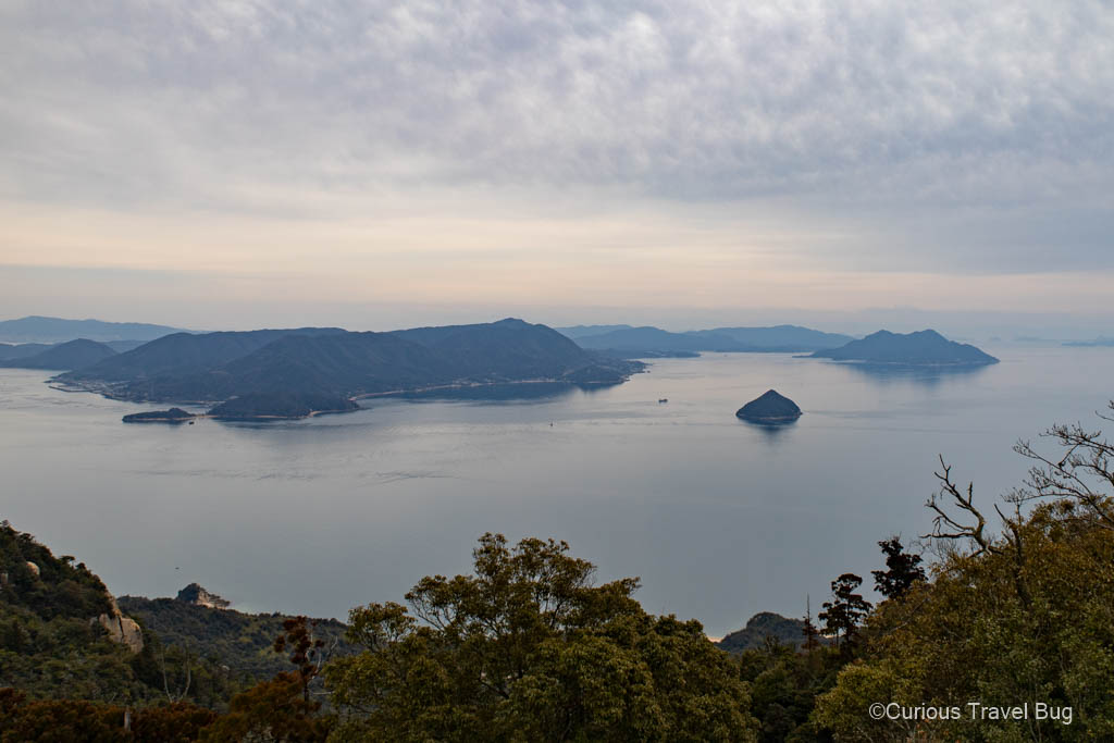 View of islands in the Seto Inland Sea from the top of Mount Misen on Miyajima Island