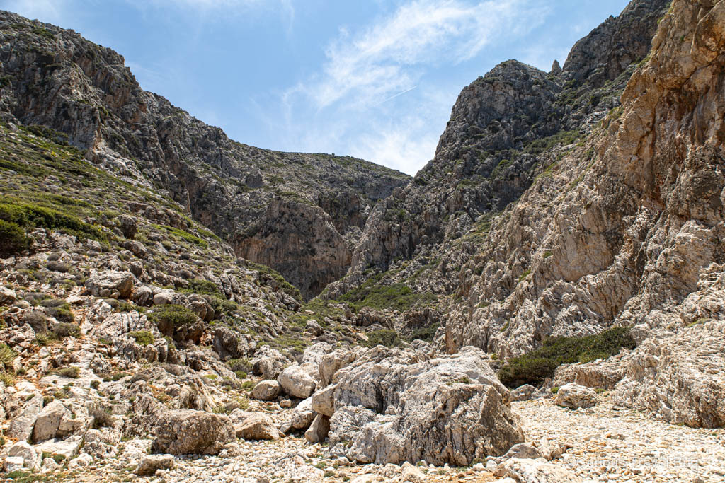 Looking back towards Avlaki Gorge, Crete, from Katholiko Bay