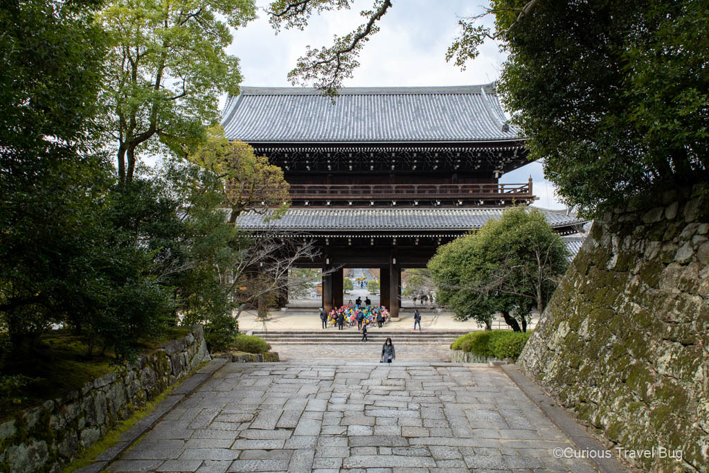 View of the large gate at Chion-in Temple in Kyoto, Japan